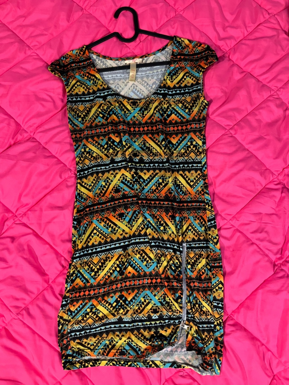 NYC Multicolor Tribal Print Cap Sleeve Dress
